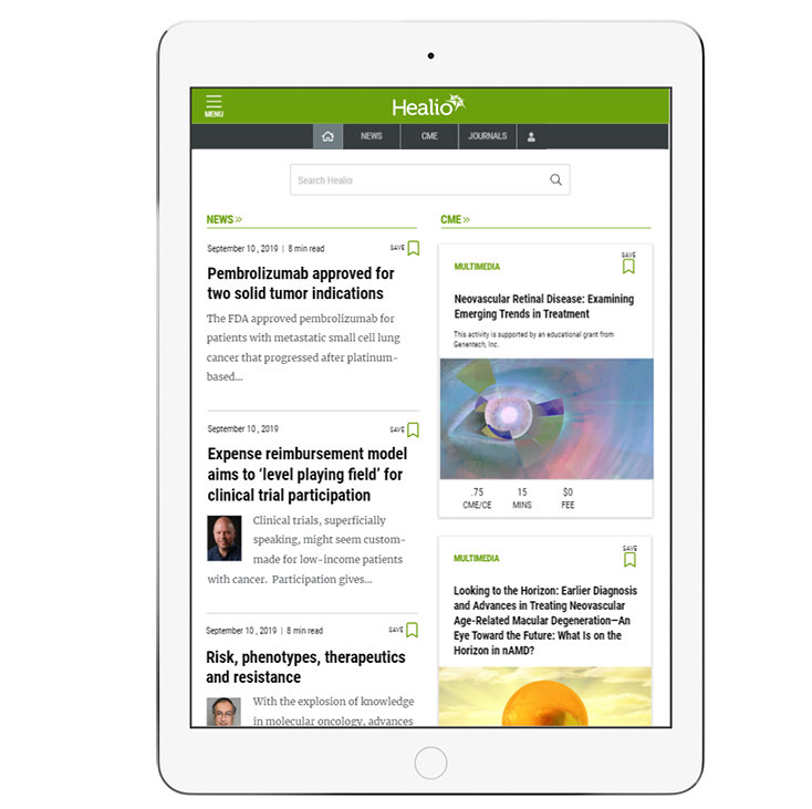 Healio CME on Tablet
